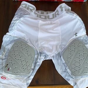 Under Armour White and Gray Padded Football Under Shorts